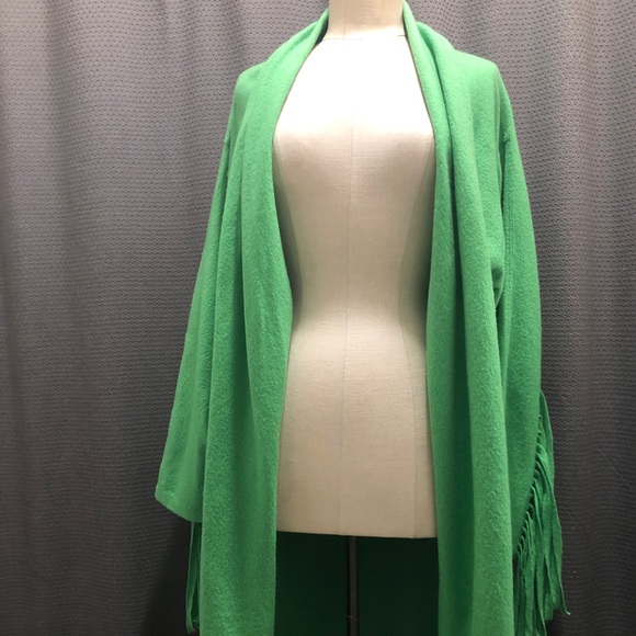 100% Wool Coat On Trend Lime Green Fringe - Picture 4 of 5